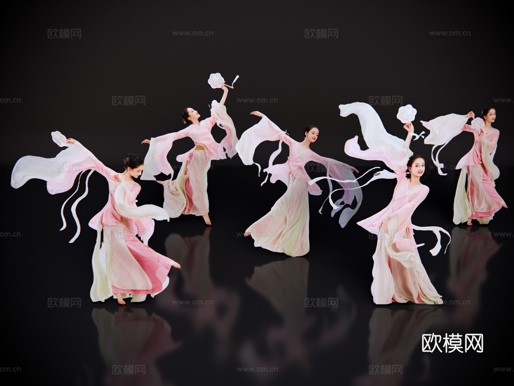 2D古装美女 古装舞蹈 古典美人 古风美女 盛装舞蹈 女人su模型