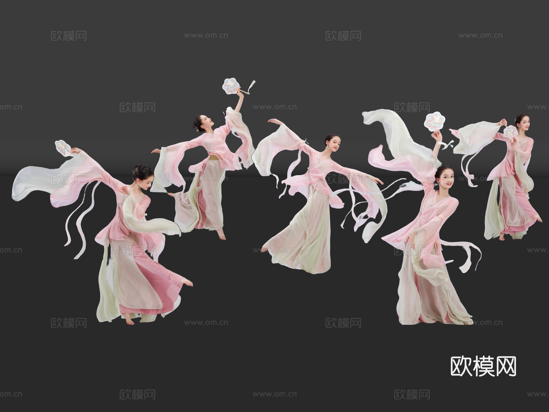 2D古装美女 古装舞蹈 古典美人 古风美女 盛装舞蹈 女人su模型