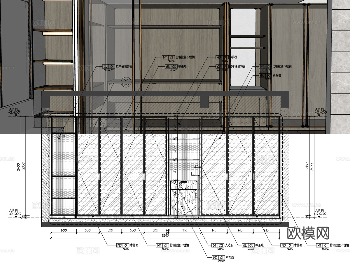 集艾设计金螳螂深化上海绿地香港样板间185户型施工图cad施工图