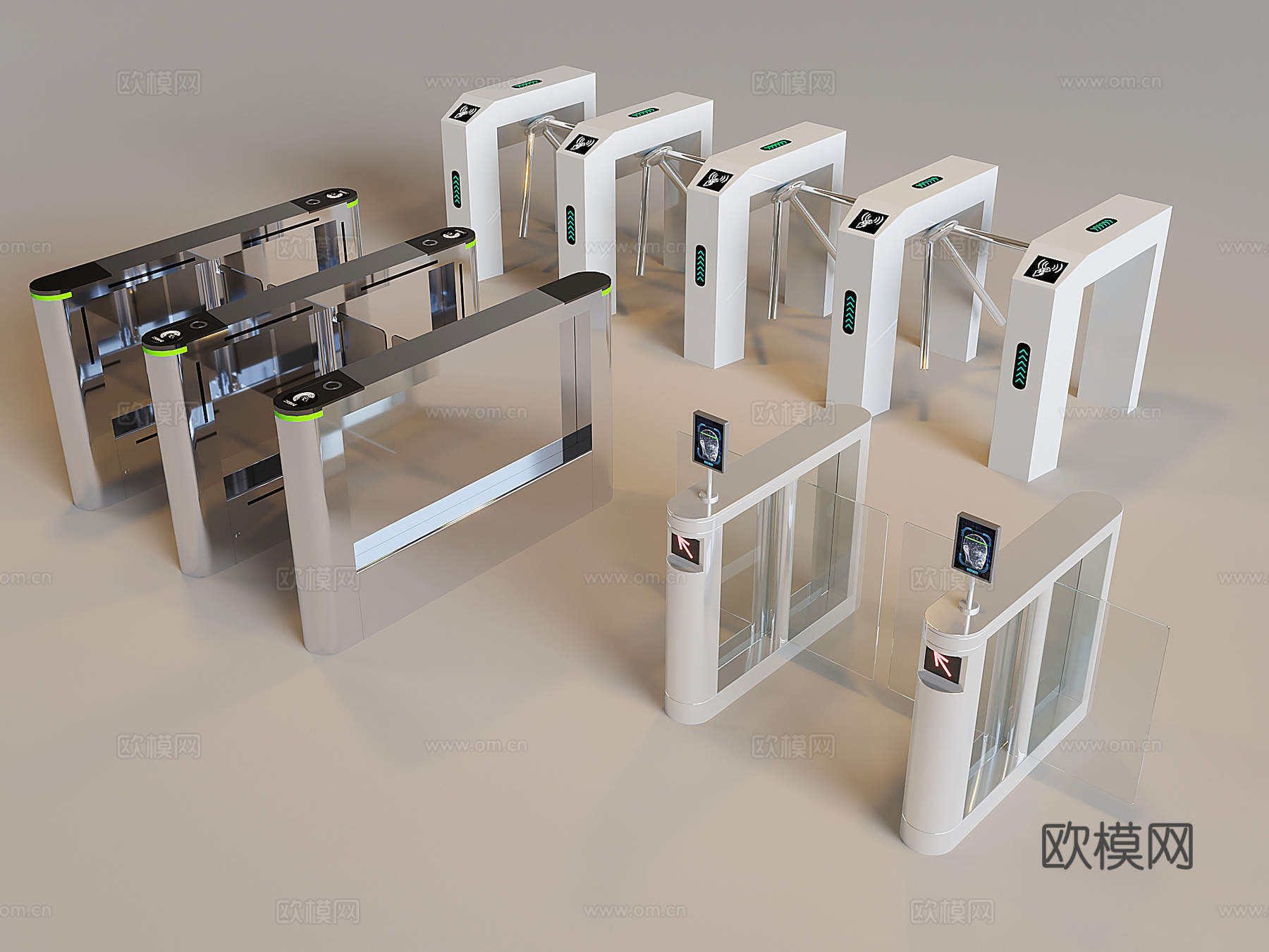 自动感应门禁闸机 闸门安检仪安检门 公用器材3d模型