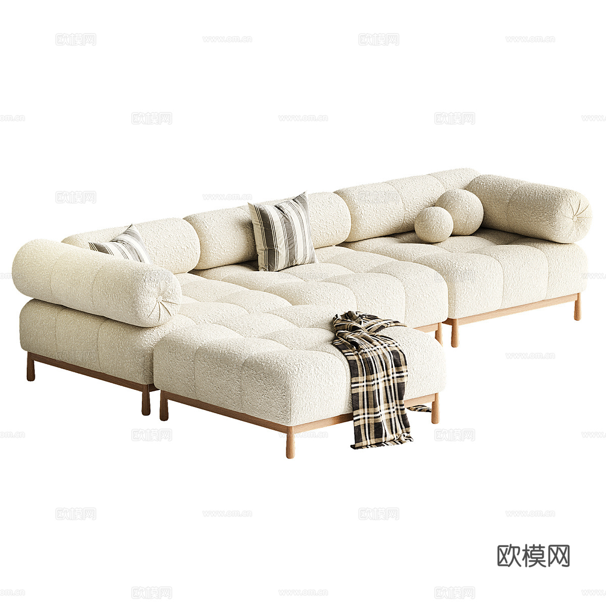 现代奶油风 Sevigne 转角沙发3d模型