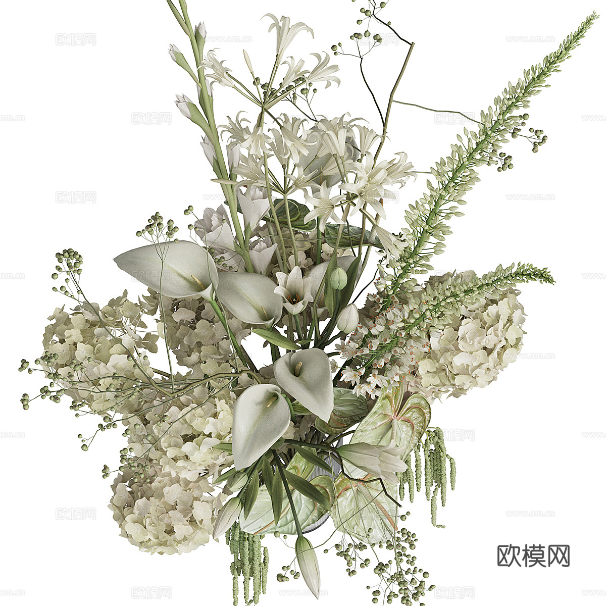 现代花瓶花艺 插花3d模型