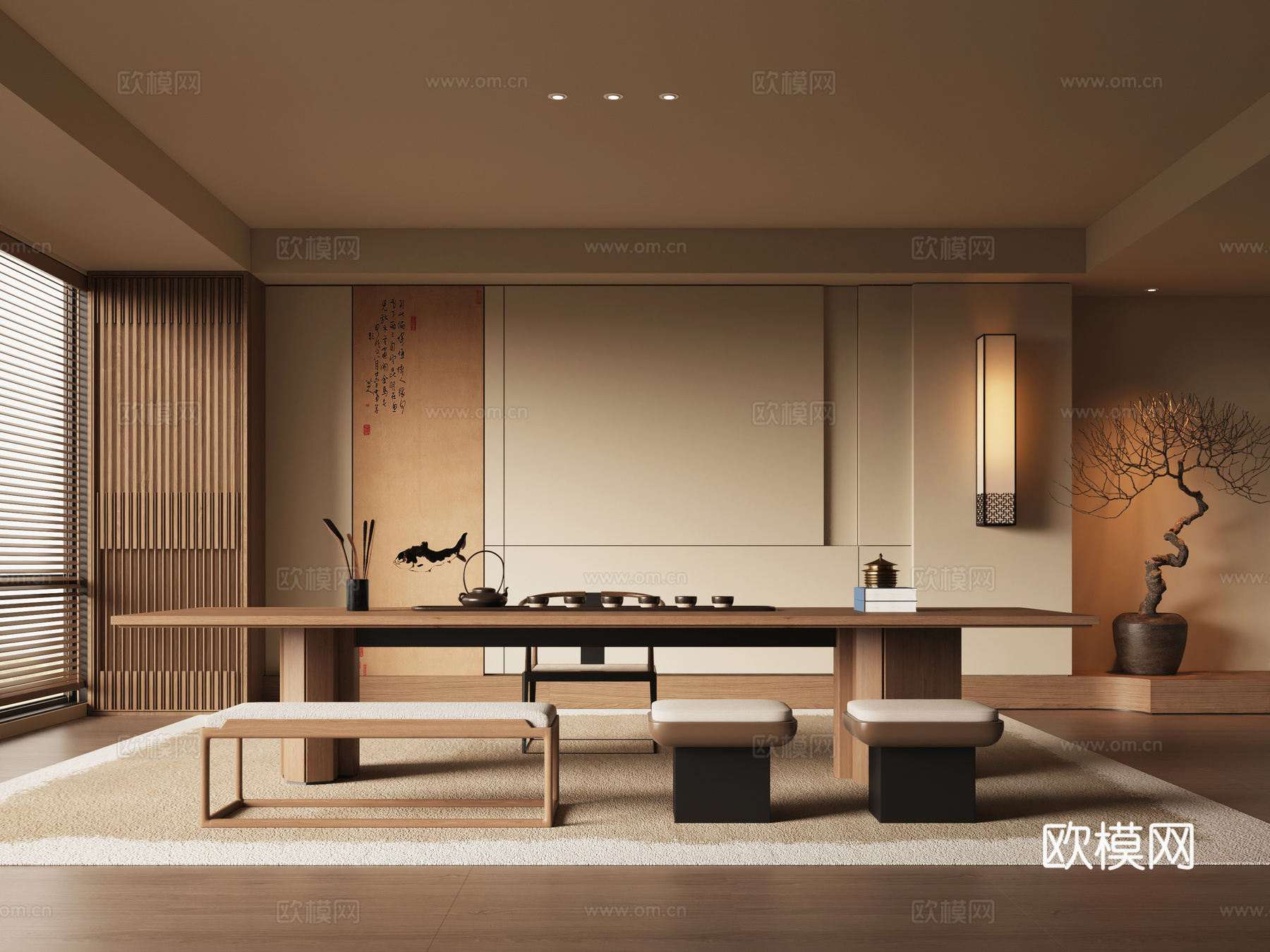 新中式宋式风茶室su模型