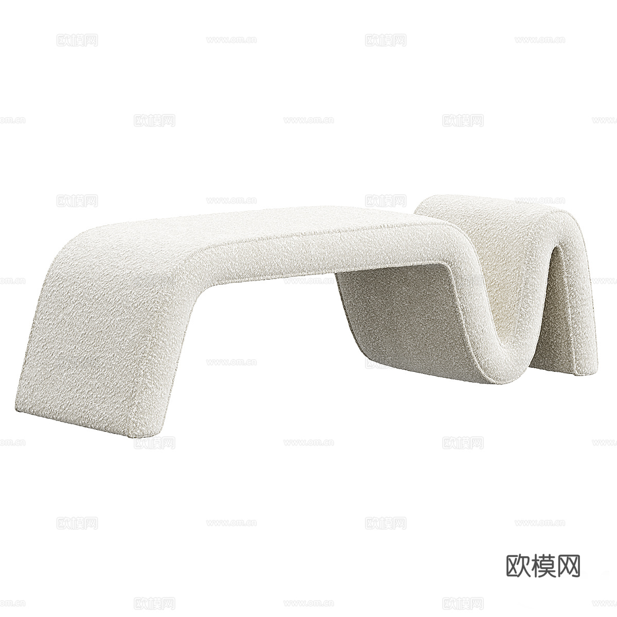 现代奶油风 Wave 长凳3d模型