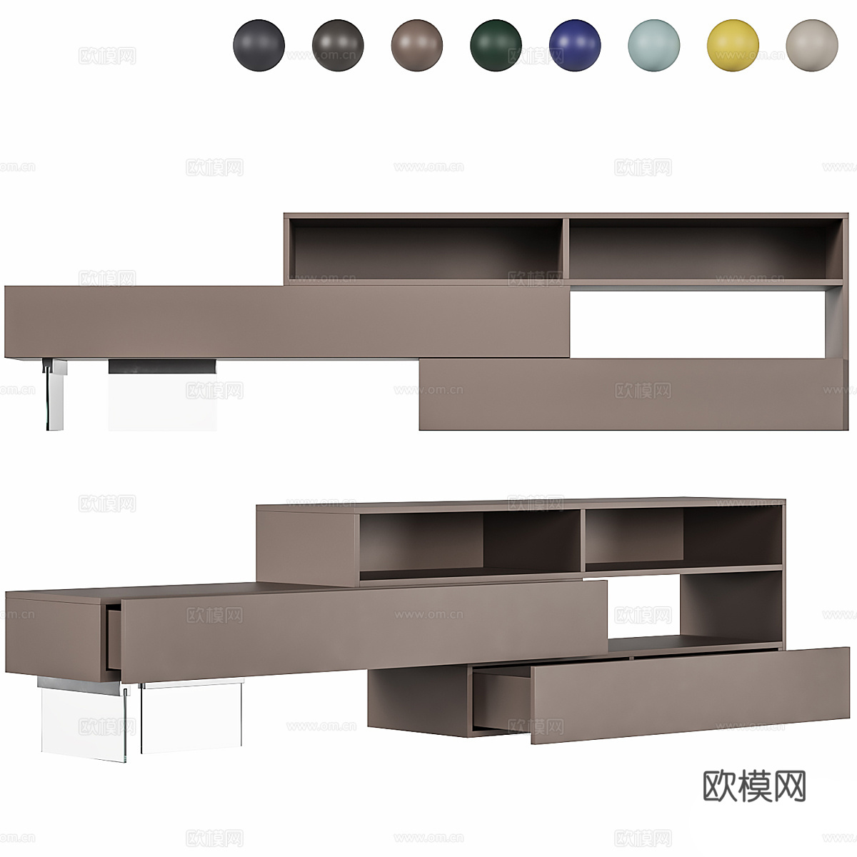 现代意式电视柜 抽屉柜3d模型