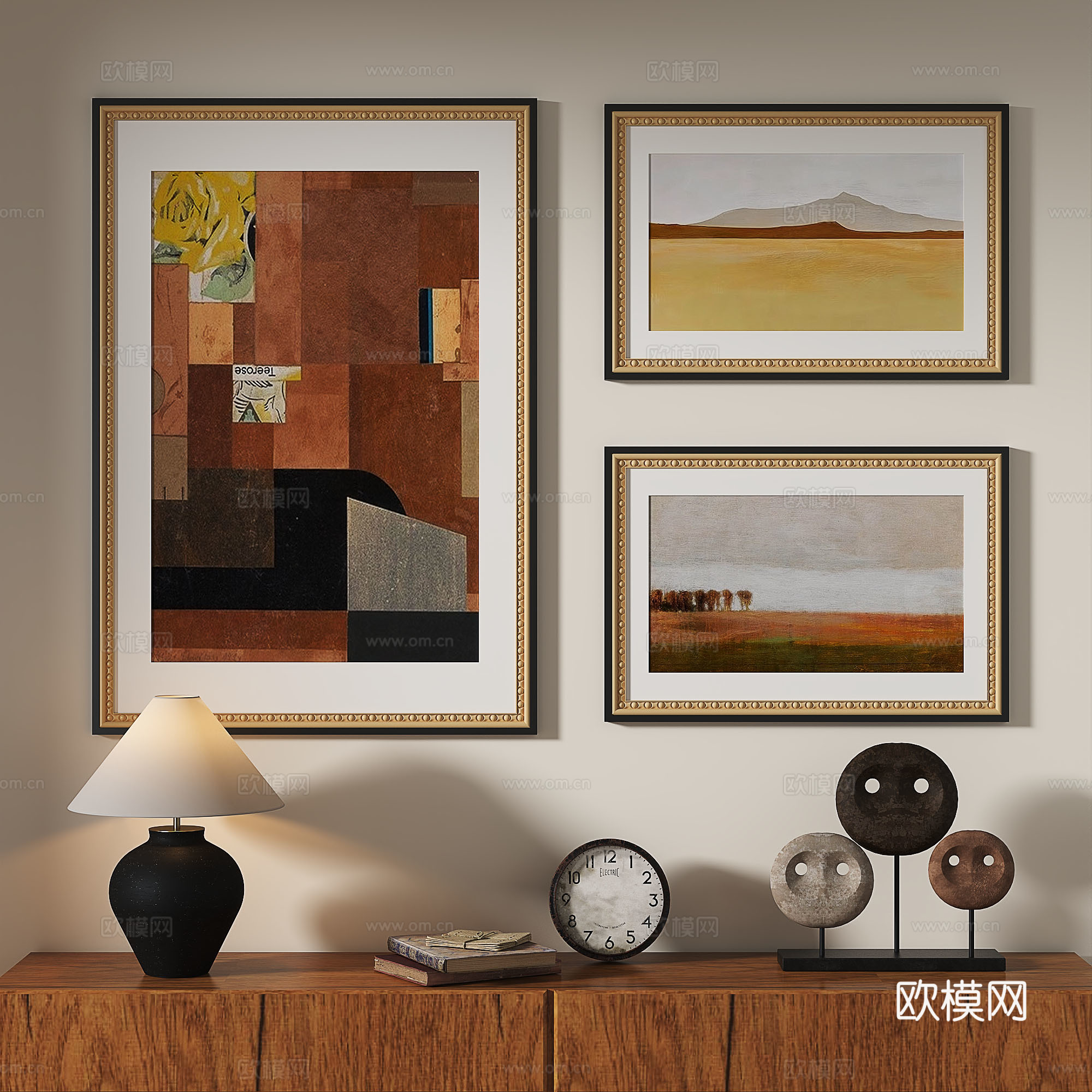 现代，法式，复古，中古，油画，抽象，装饰画3d模型