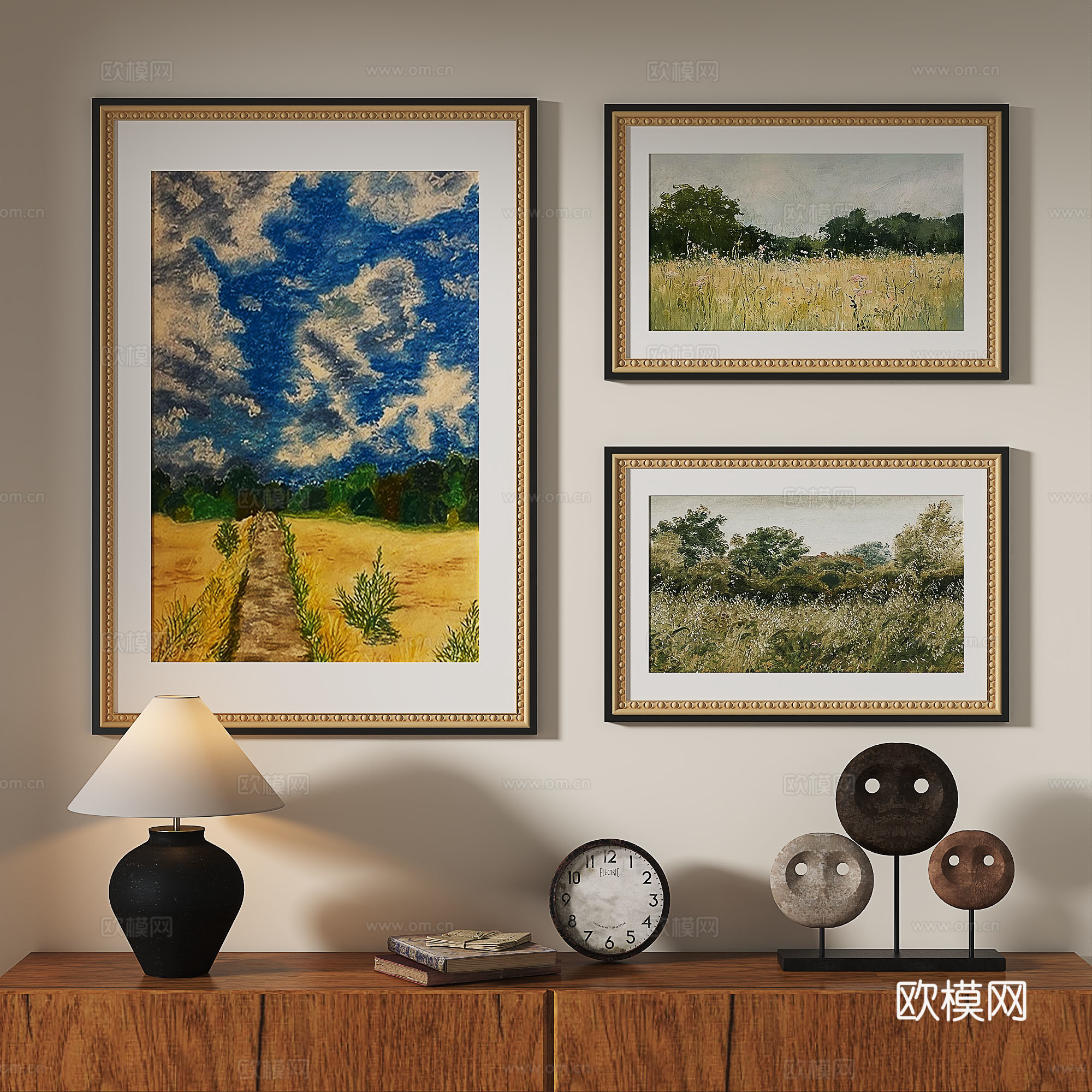 现代，法式，复古，中古，装饰画3d模型