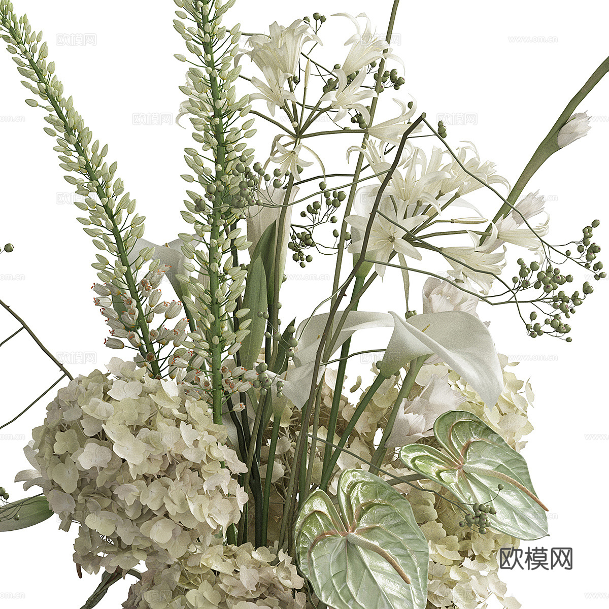 现代花瓶花艺 插花3d模型