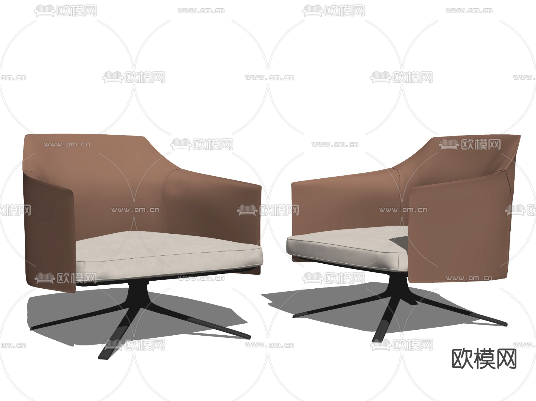 现代皮革休闲椅su模型