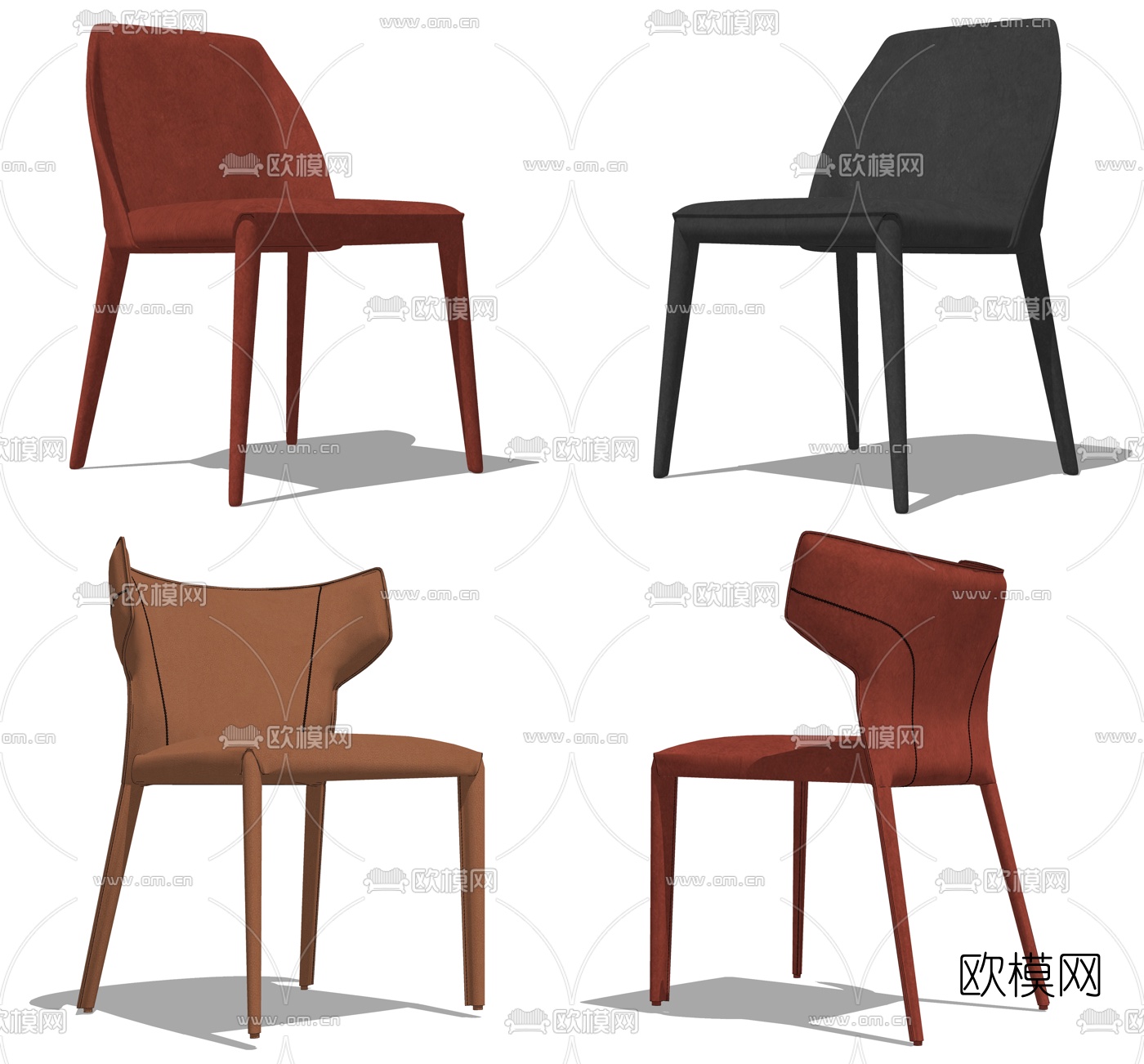 现代皮革单椅su模型下载（渲染图2）