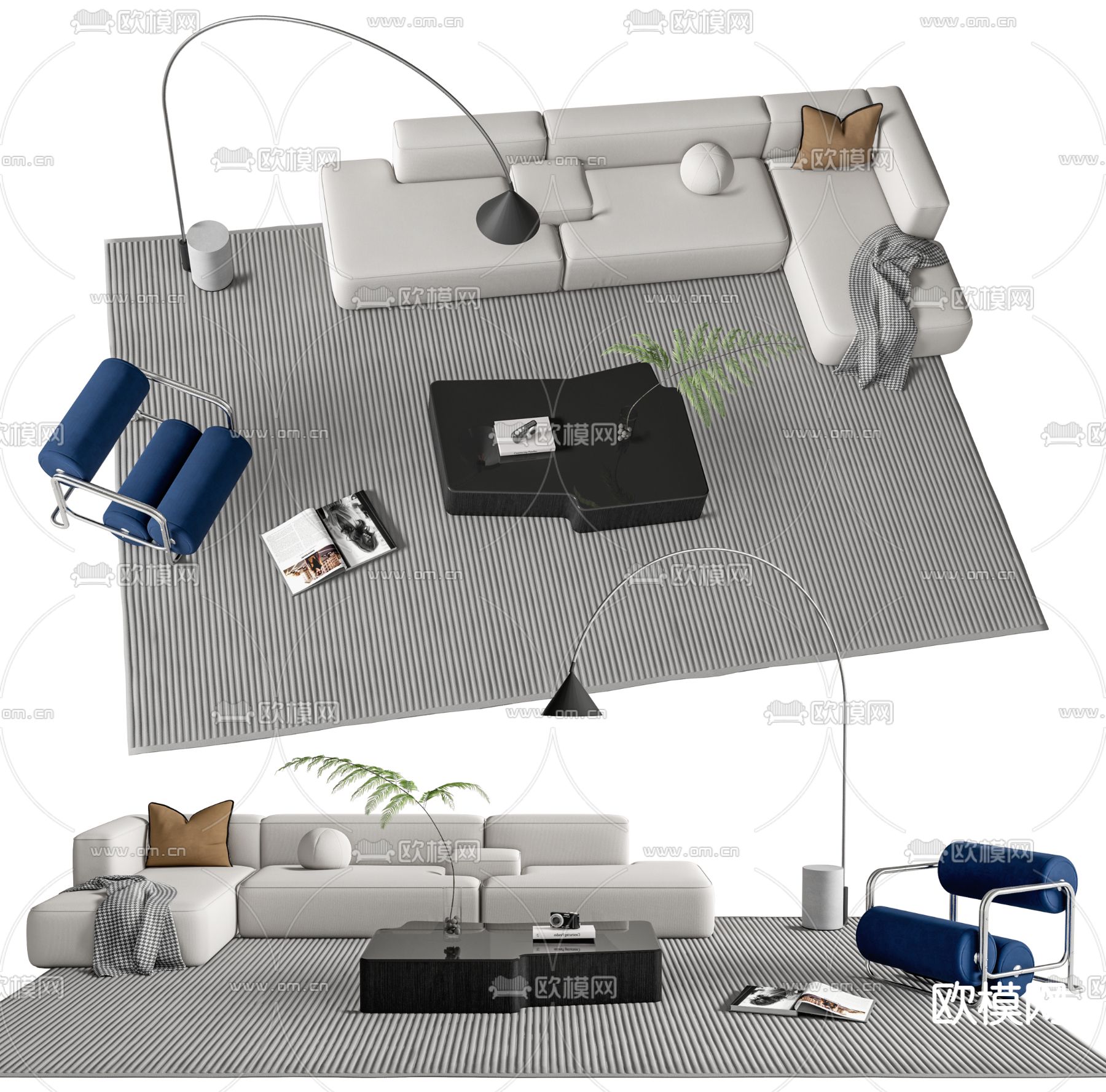 现代组合沙发su模型