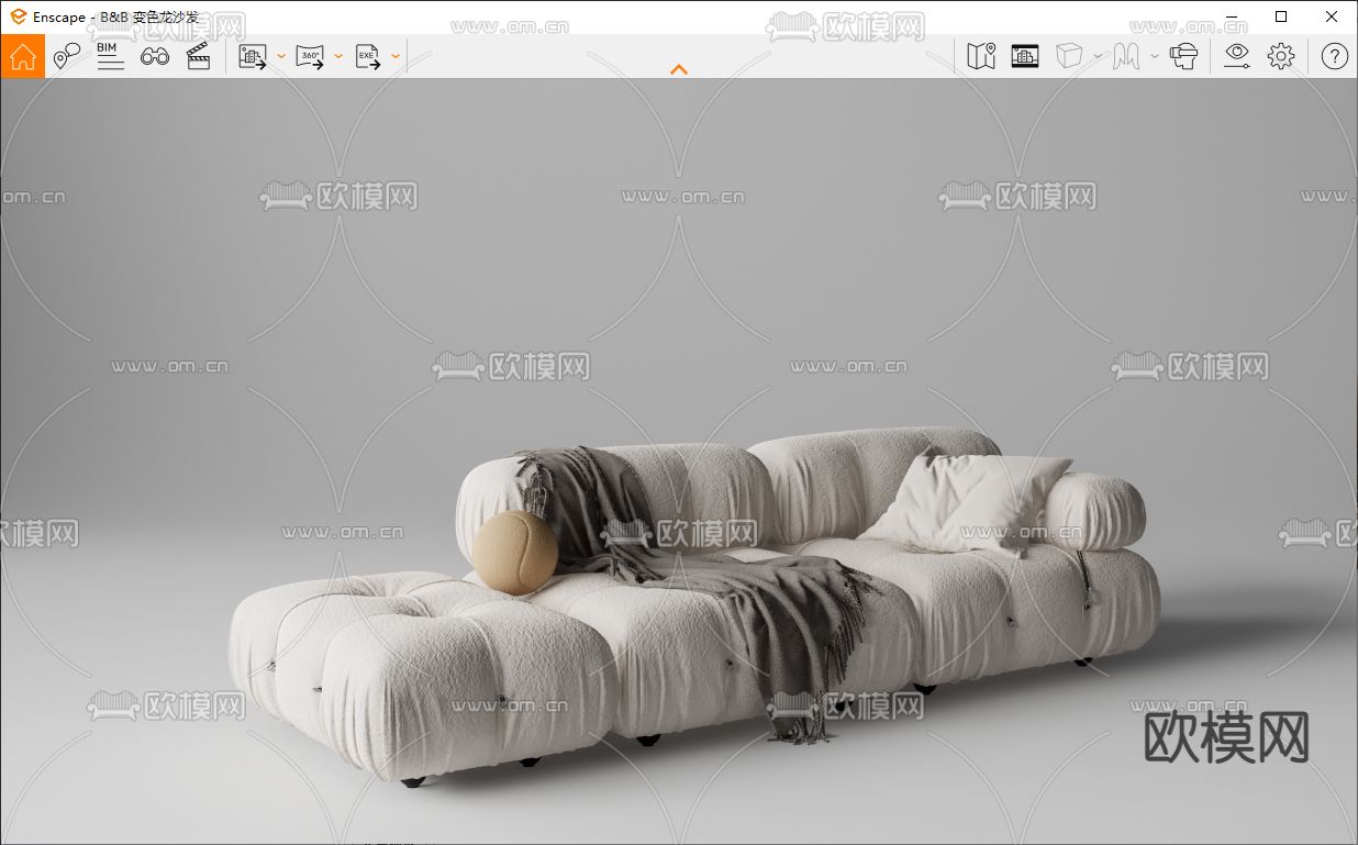 B&B多人沙发 转角沙发su模型下载（渲染图4）
