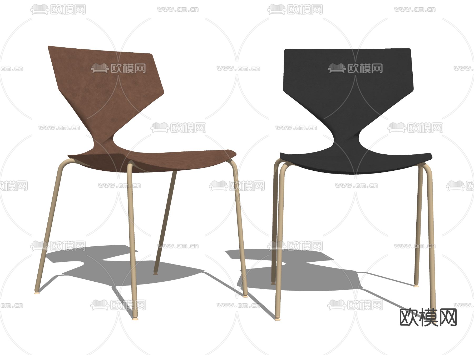 现代皮革单椅餐椅su模型下载（渲染图2）
