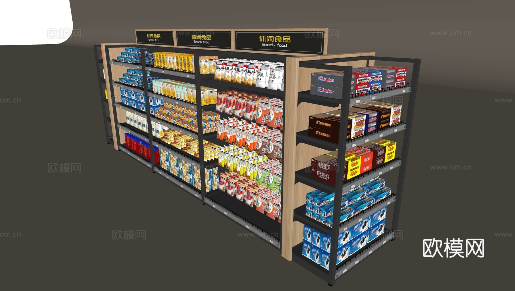 休闲食品展示货架 巧克力陈列架展柜su模型