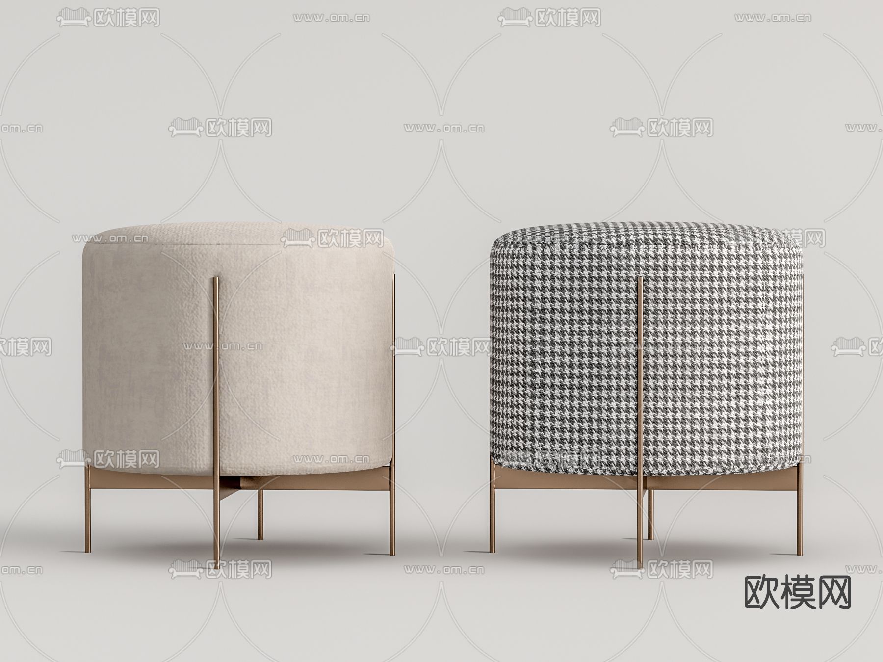 现代布艺圆凳su模型