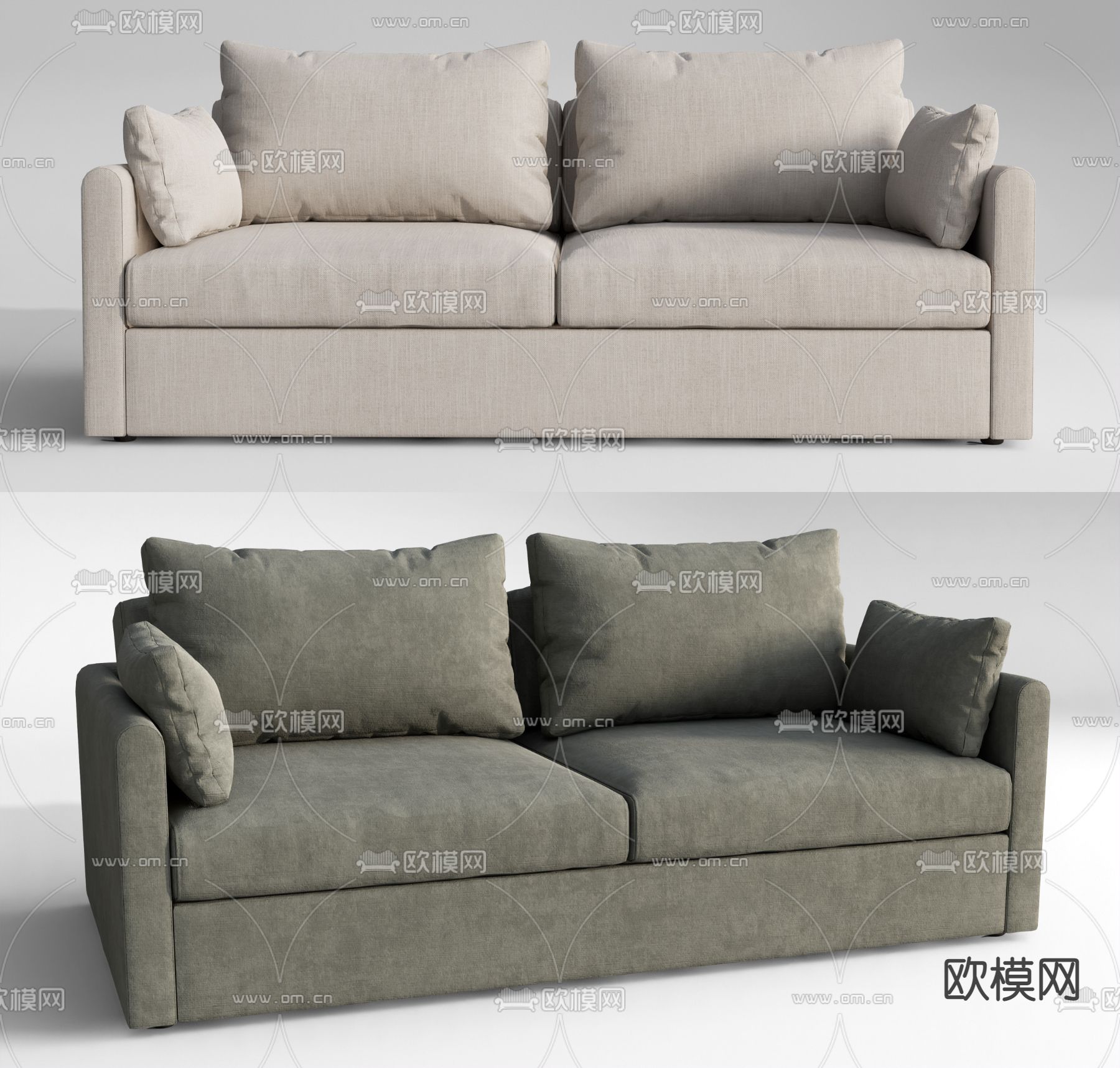 现代布艺双人沙发su模型