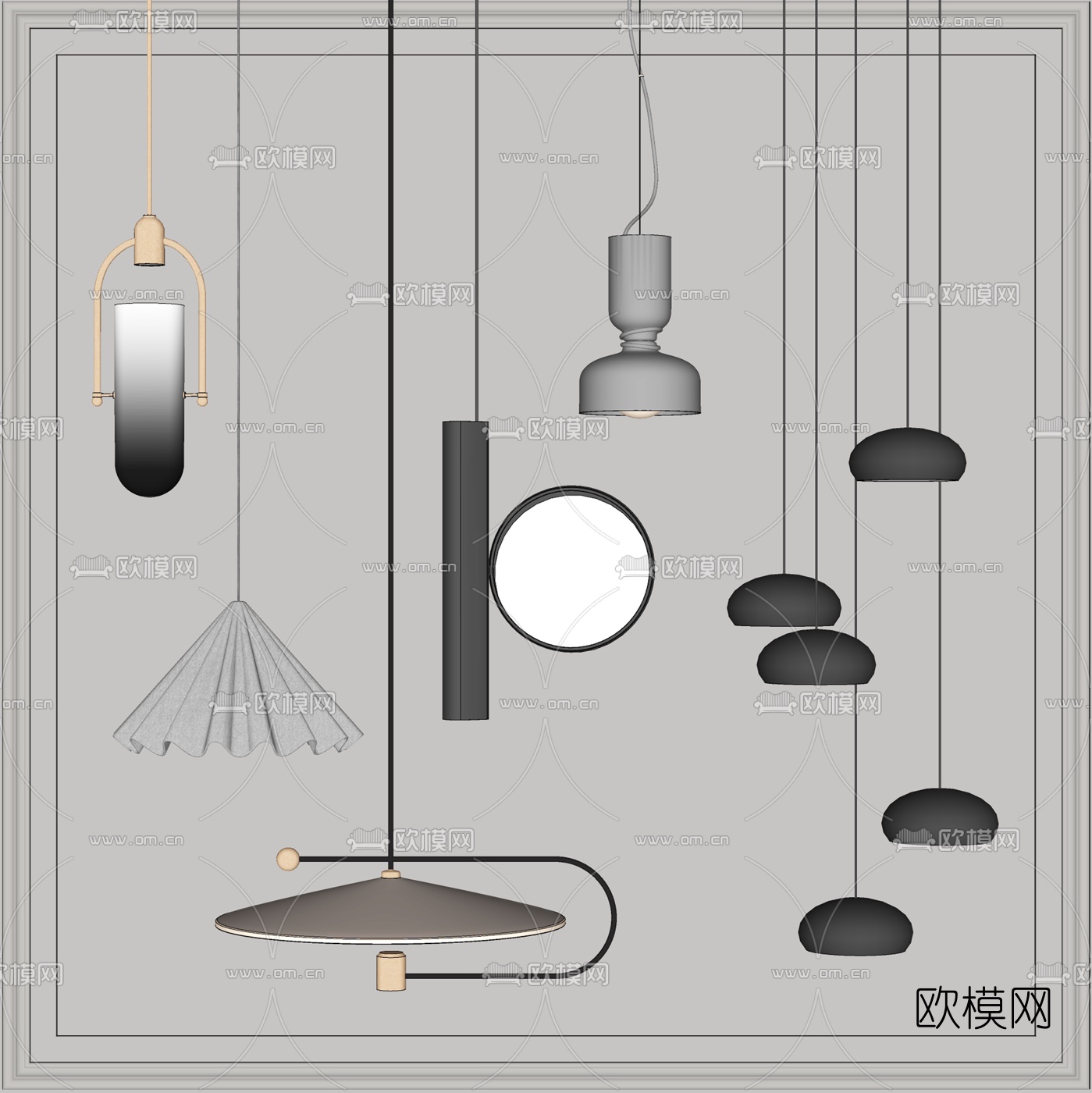 现代轻奢吊灯su模型下载（渲染图2）