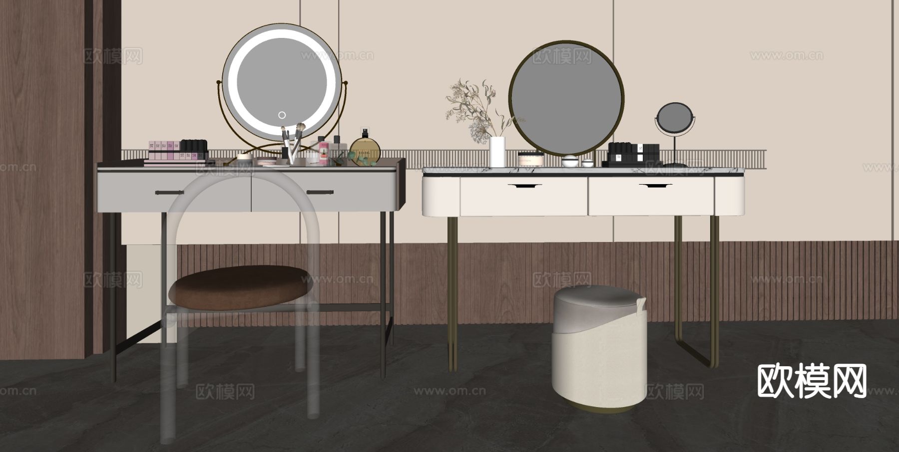 意式梳妆台su模型下载（渲染图1）