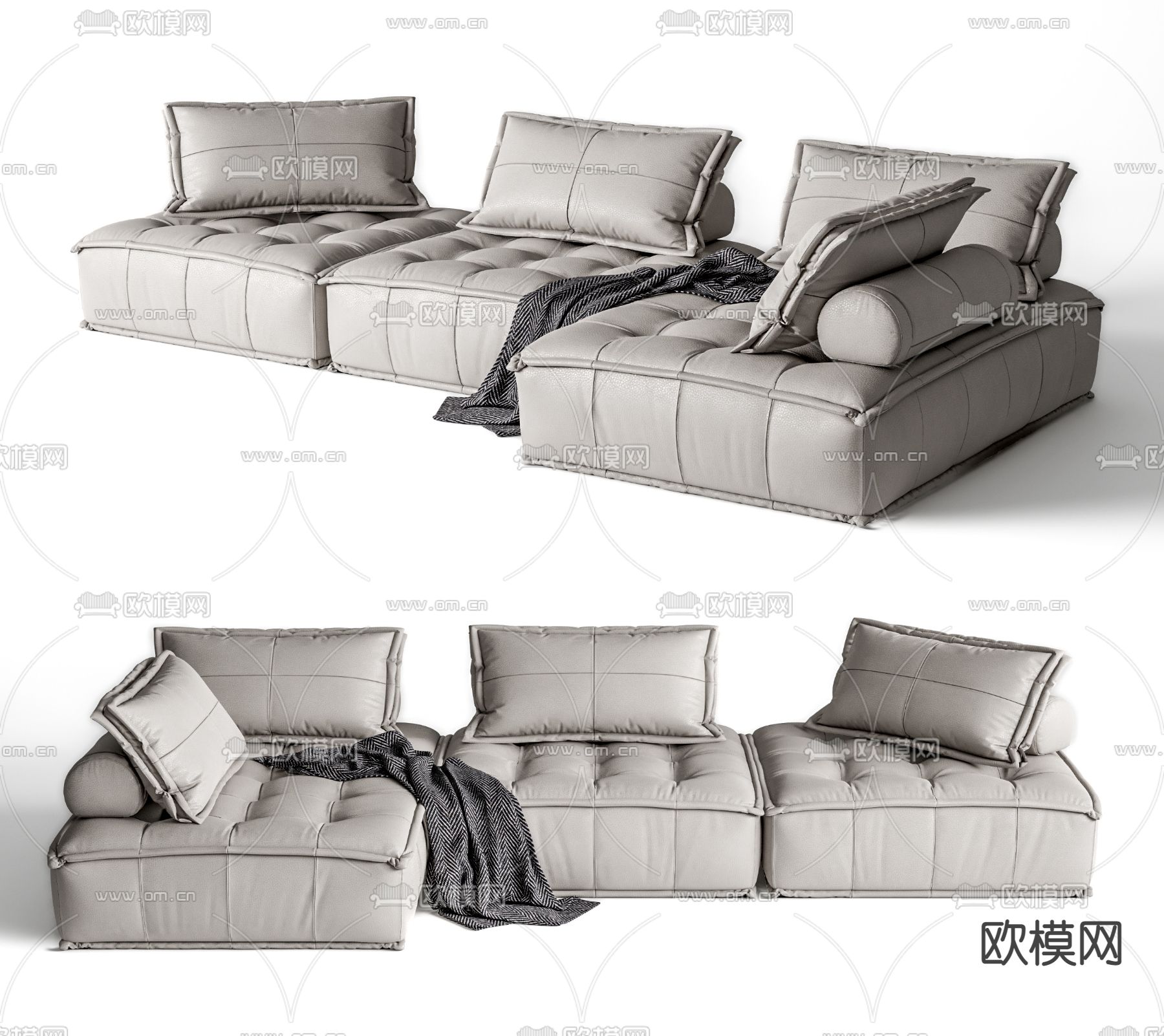 ASIADES皮埃蒙 转角沙发 模块沙发su模型下载（渲染图1）