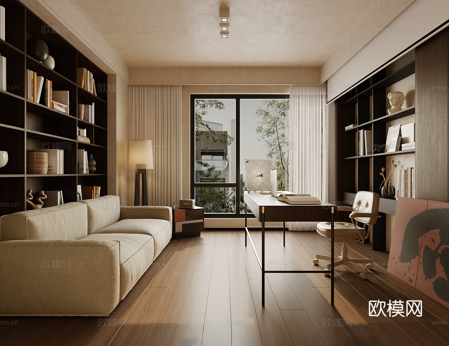 中古风书房3d模型下载