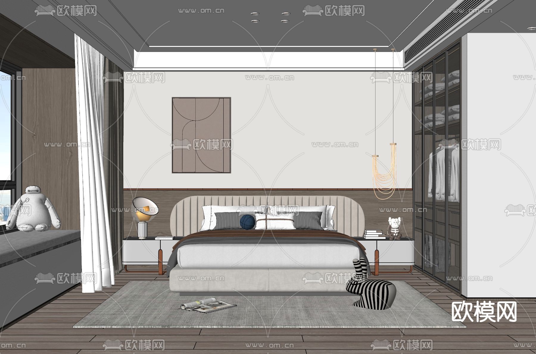 现代卧室su模型