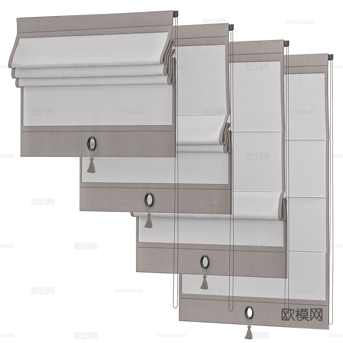 新中式罗马帘3d模型
