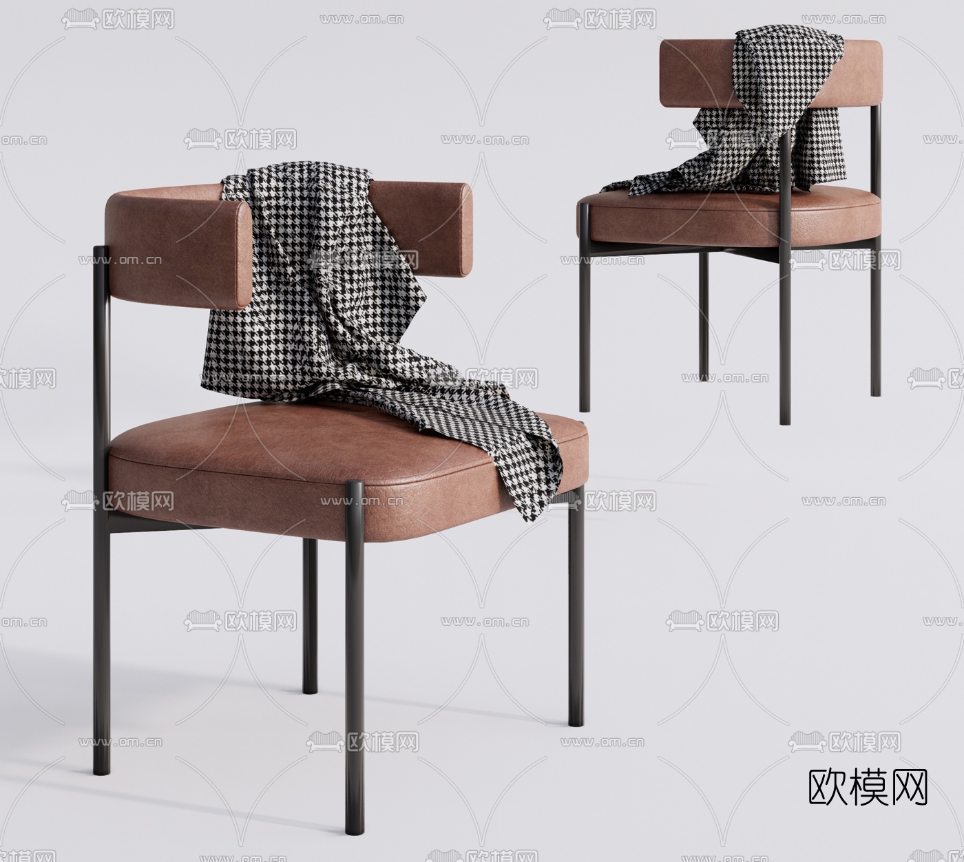 现代皮革单椅su模型下载（渲染图1）