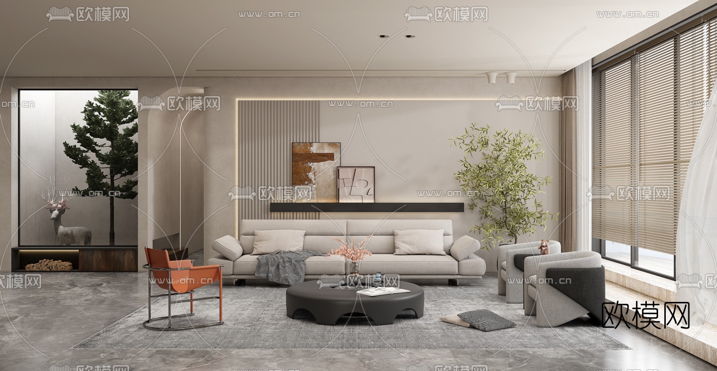 现代客厅su模型