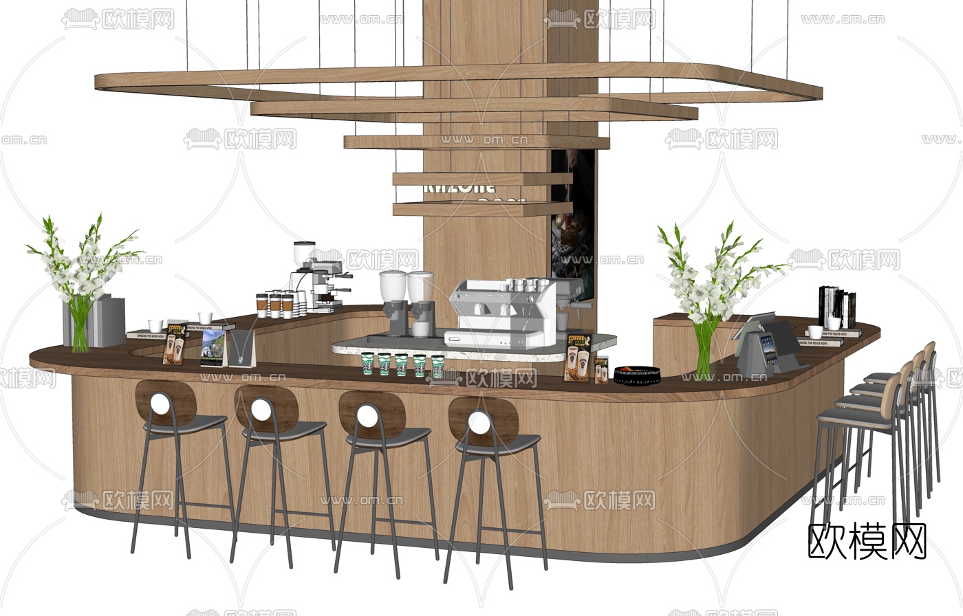 现代吧台吧椅su模型