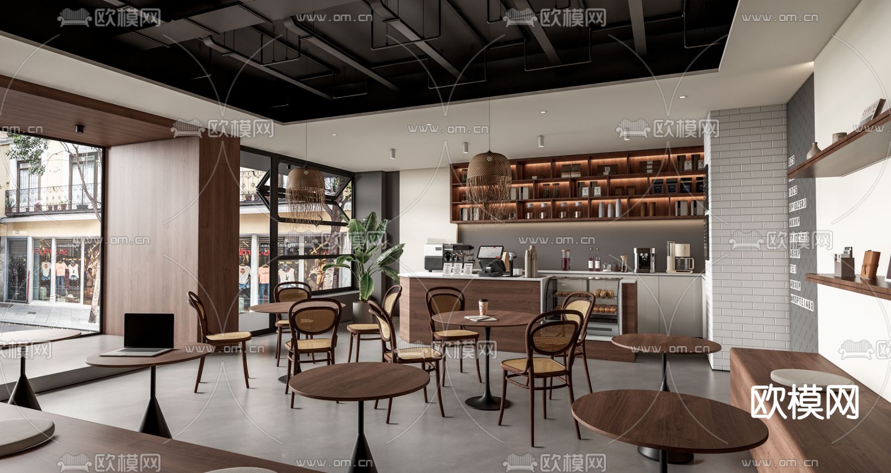 侘寂咖啡厅 甜品店3d模型下载