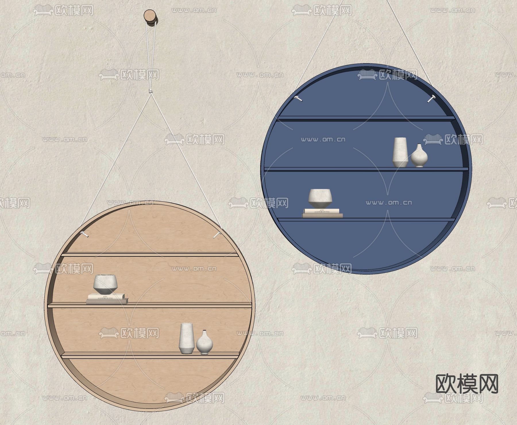 现代圆形吊柜su模型下载（渲染图2）