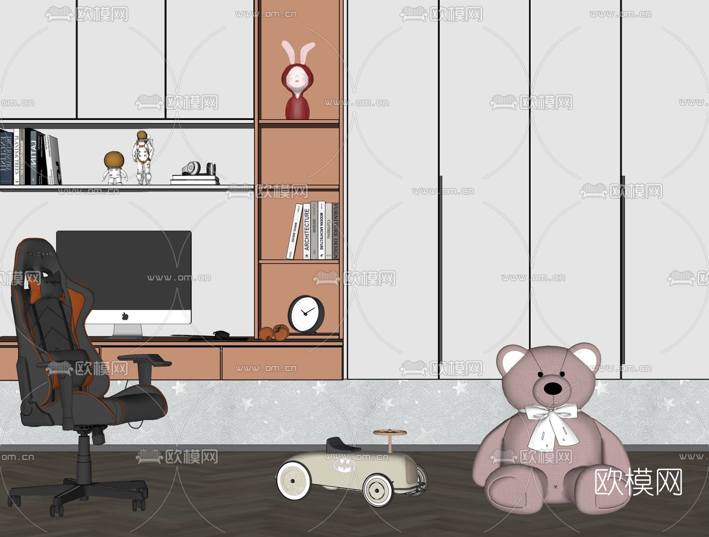 现代儿童书桌椅su模型下载（渲染图2）