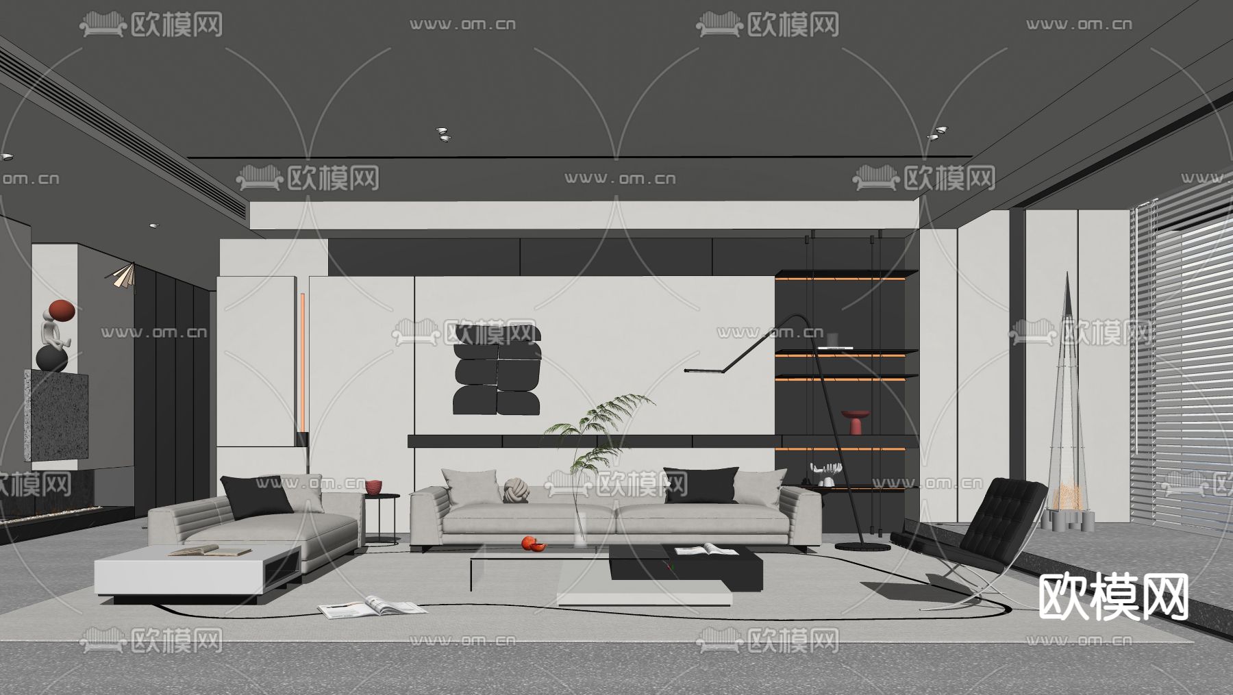 Minotti现代客厅su模型下载（渲染图2）