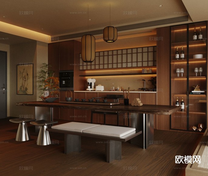 中式禅意茶室 品茶区3d模型下载_ID15712329_3dmax免费模型-欧模网