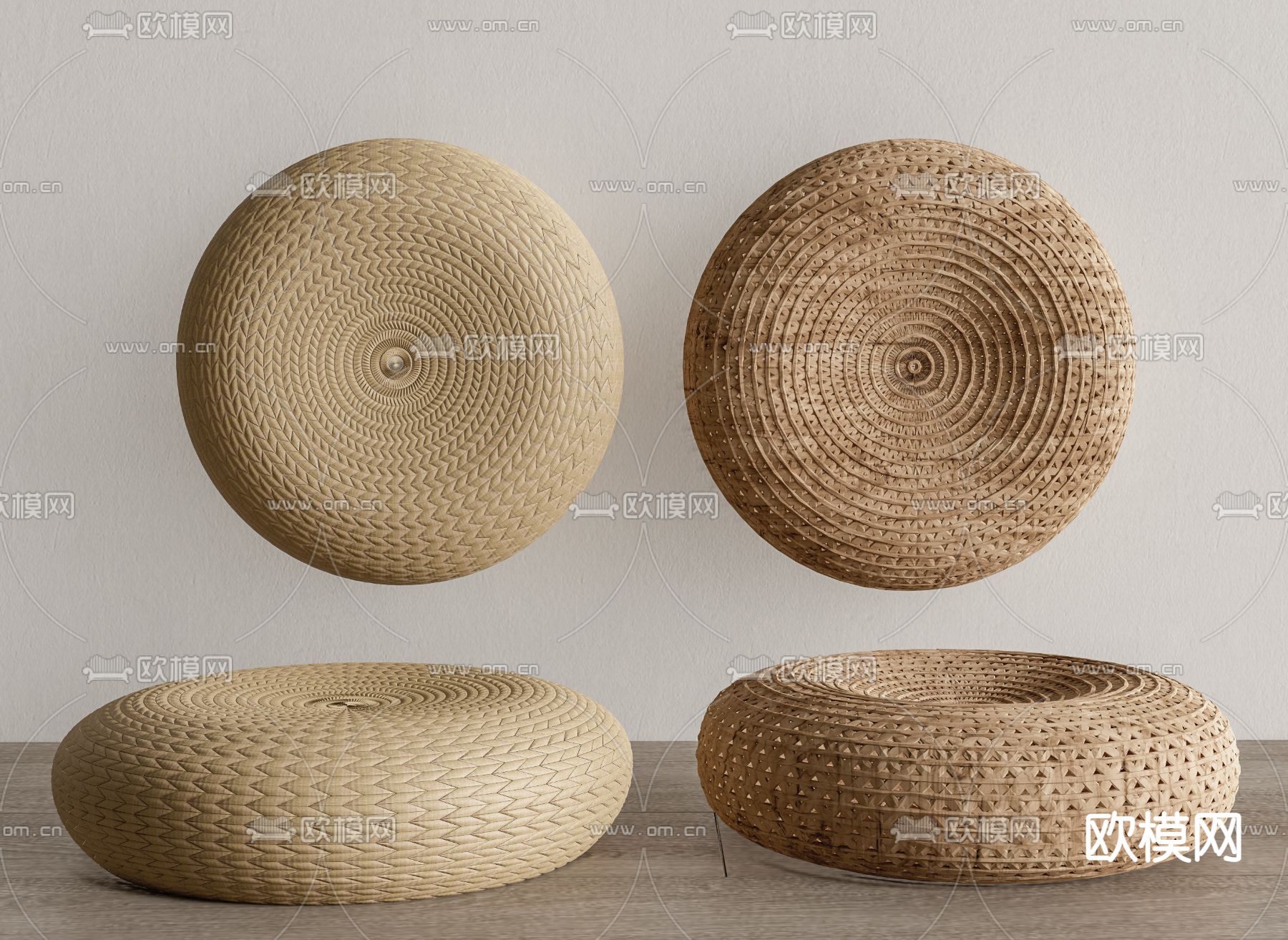 现代榻榻米蒲团 坐垫 禅垫su模型下载（渲染图1）