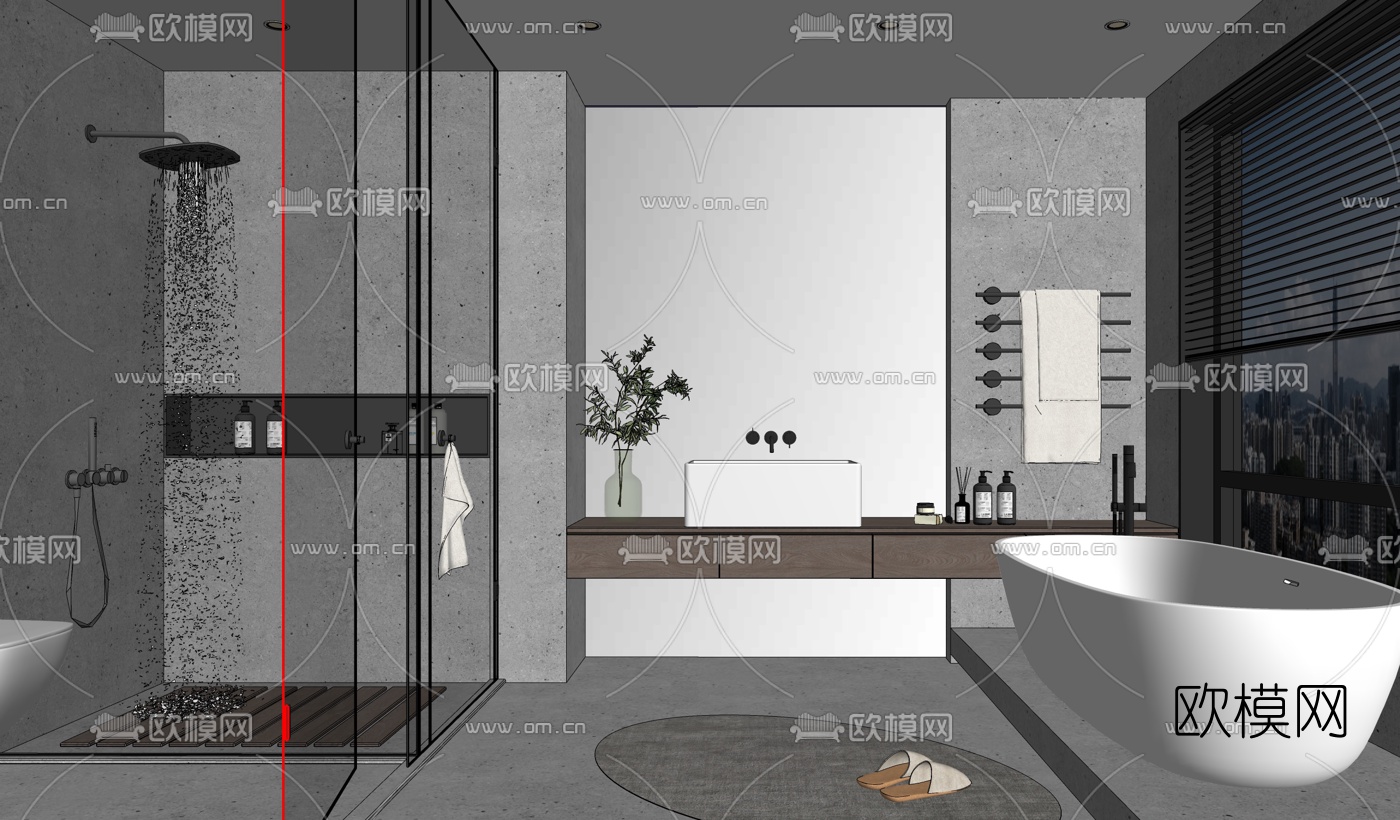 现代浴室卫生间su模型