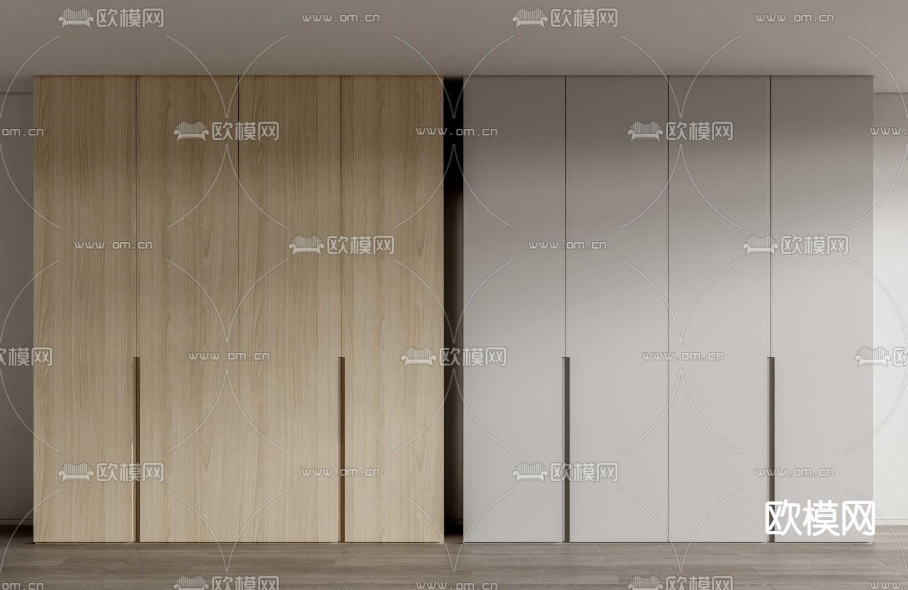 极简衣柜3d模型下载