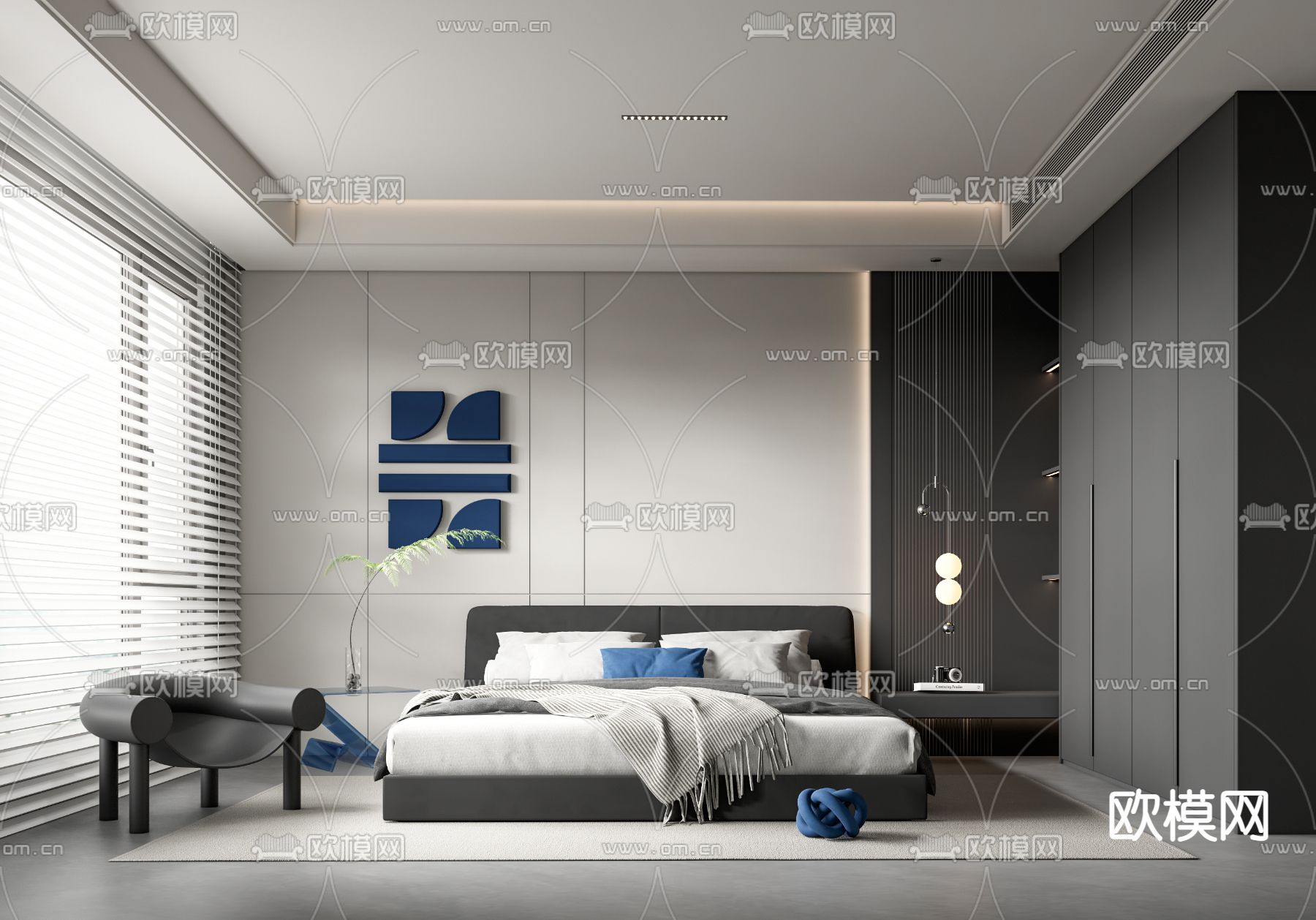 现代卧室主人房su模型
