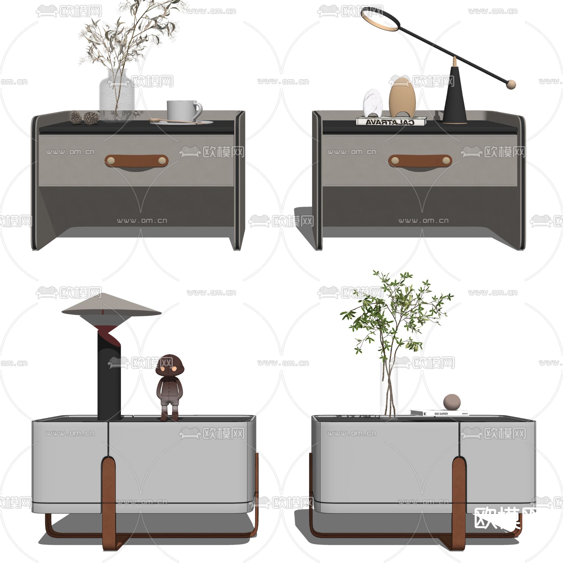 现代床头柜su模型下载（渲染图2）