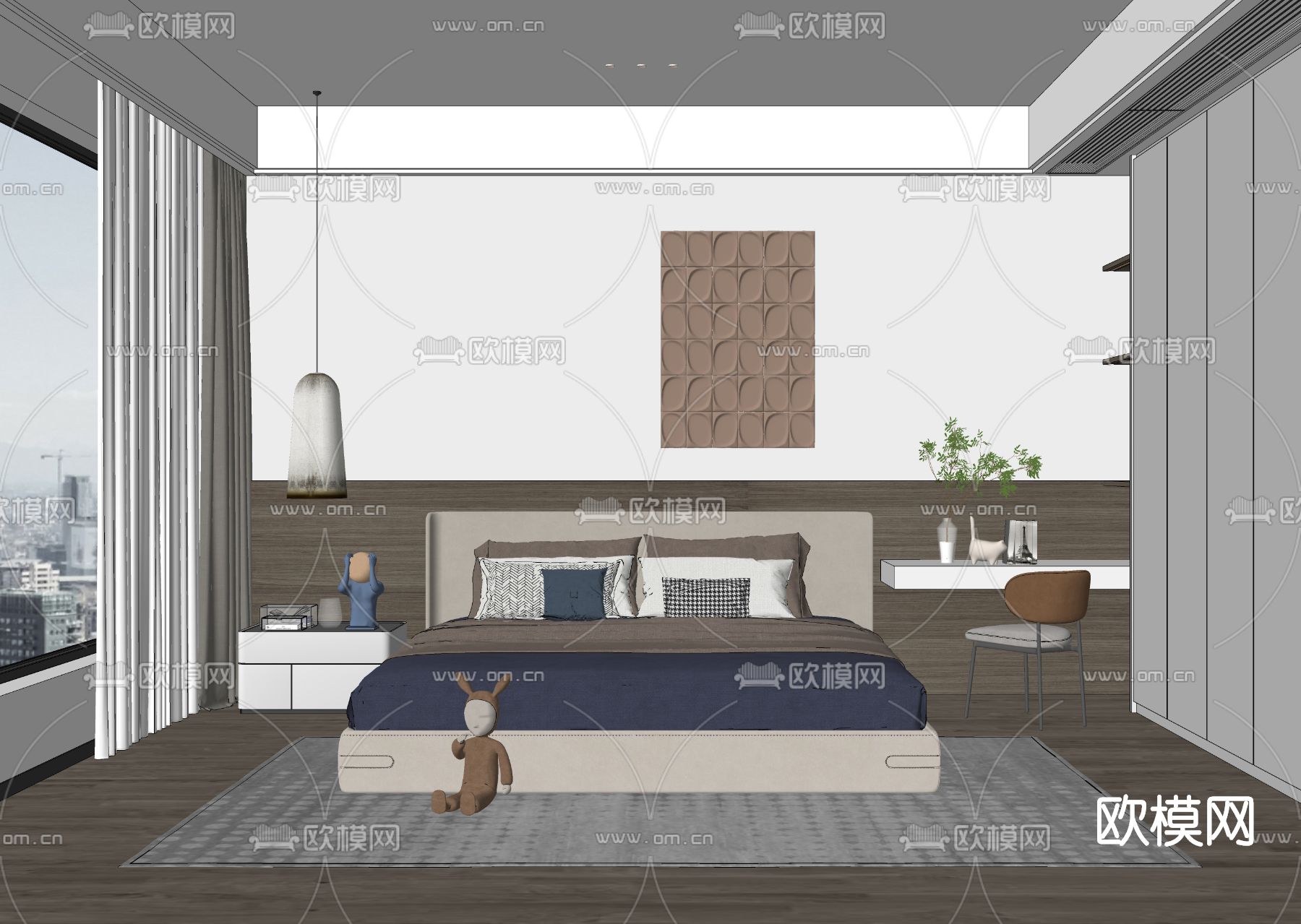 现代卧室su模型