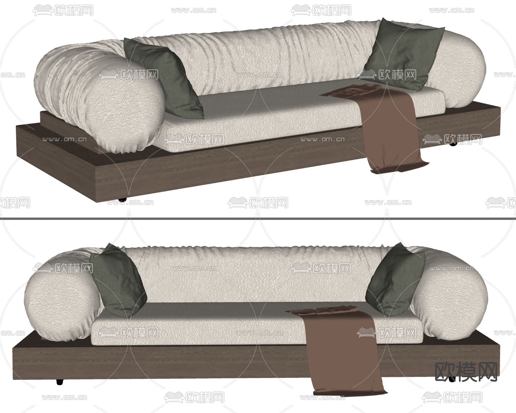 侘寂多人沙发su模型下载（渲染图2）