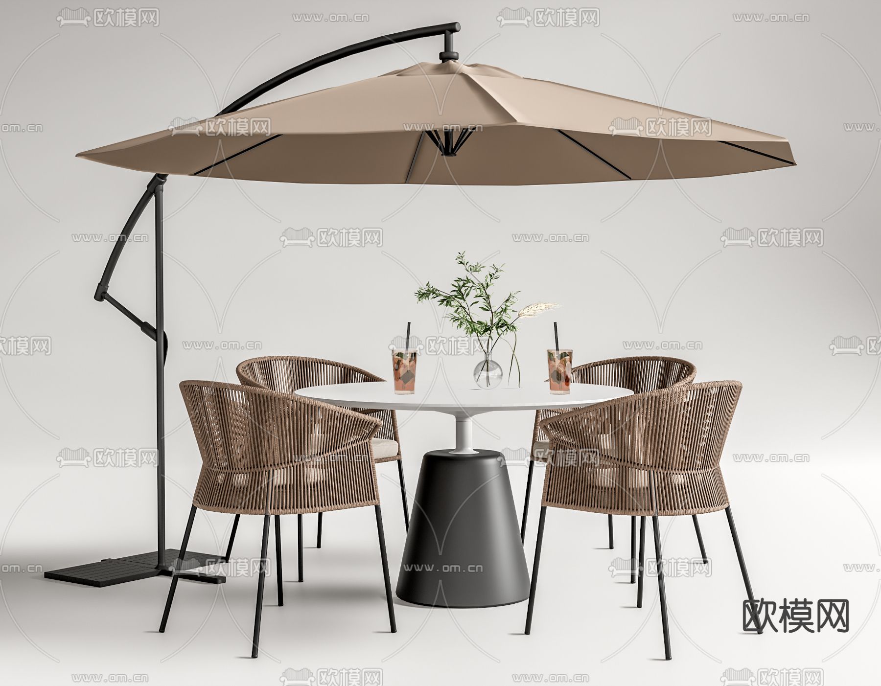 现代户外桌椅 休闲桌椅su模型