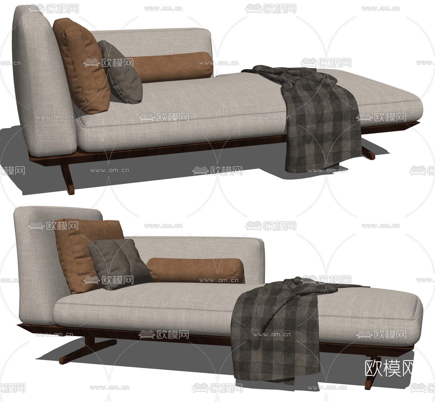 现代布艺贵妃椅su模型下载（渲染图2）