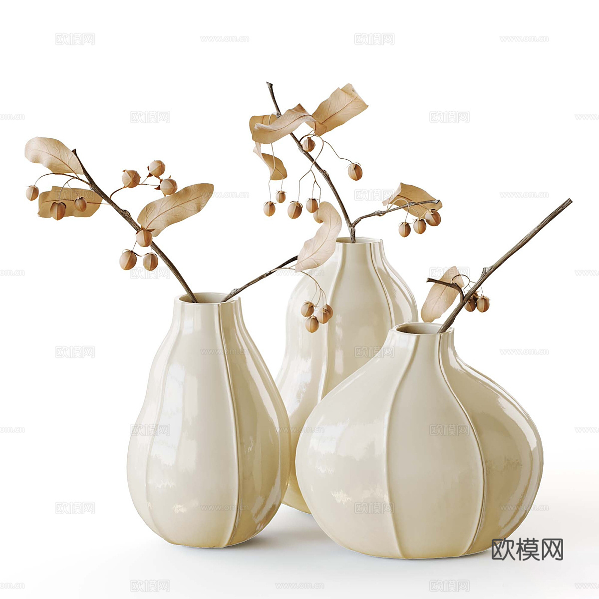 新中式花瓶花艺3d模型