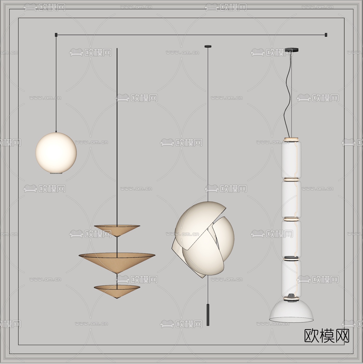 现代轻奢吊灯su模型下载（渲染图2）