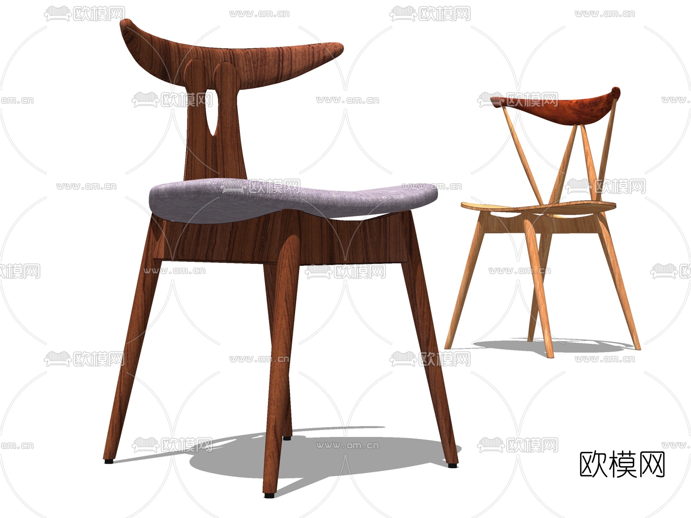 新中式实木单椅su模型下载（渲染图2）
