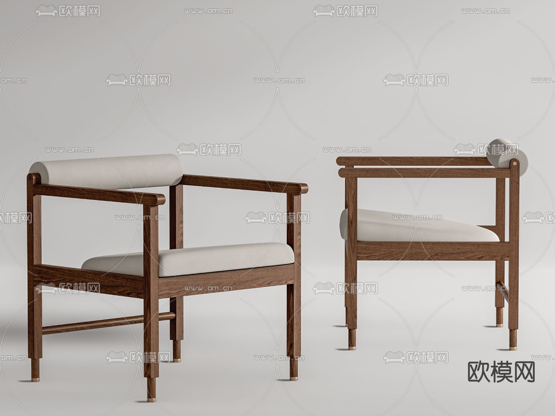 现代实木休闲椅su模型