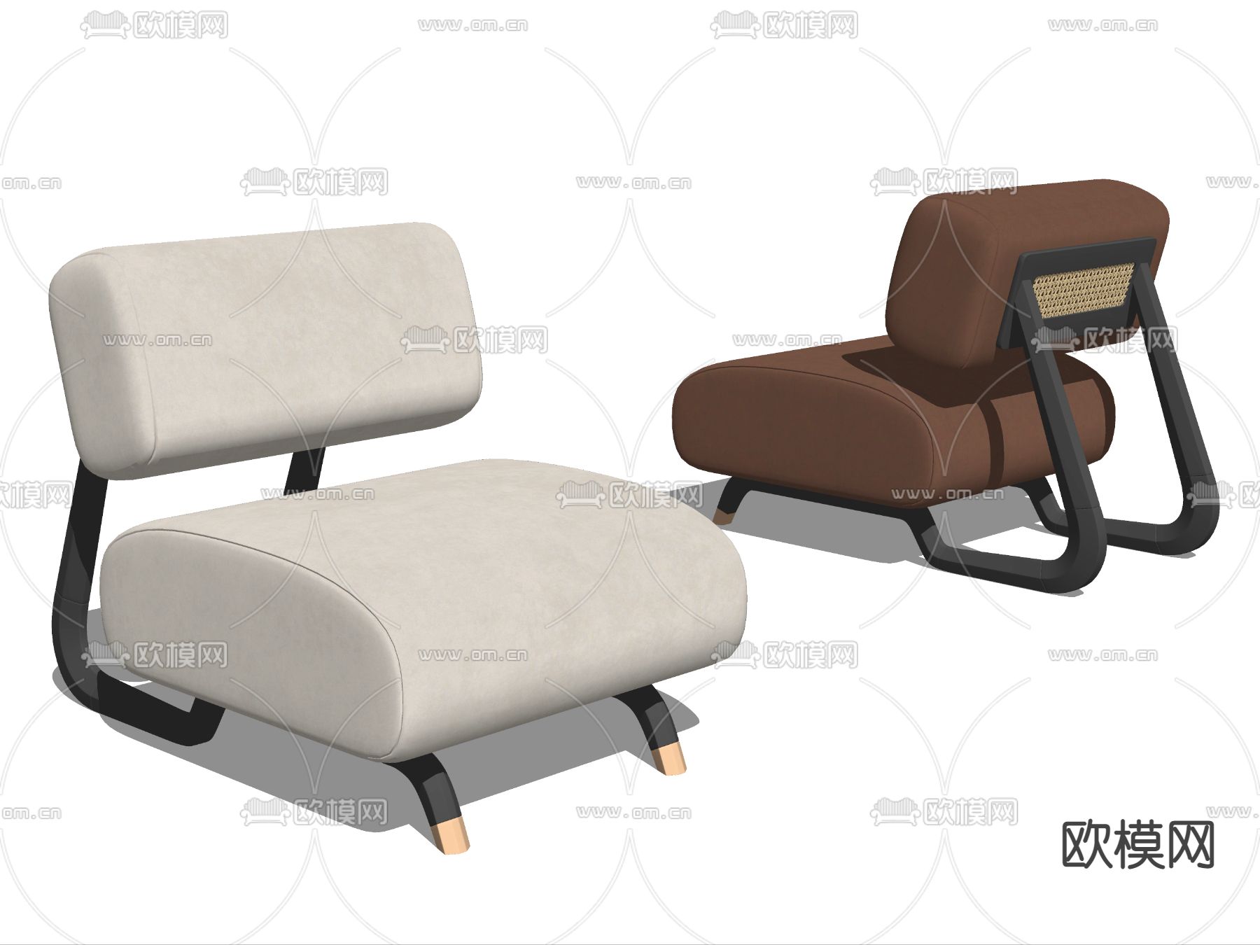 现代布艺休闲椅su模型
