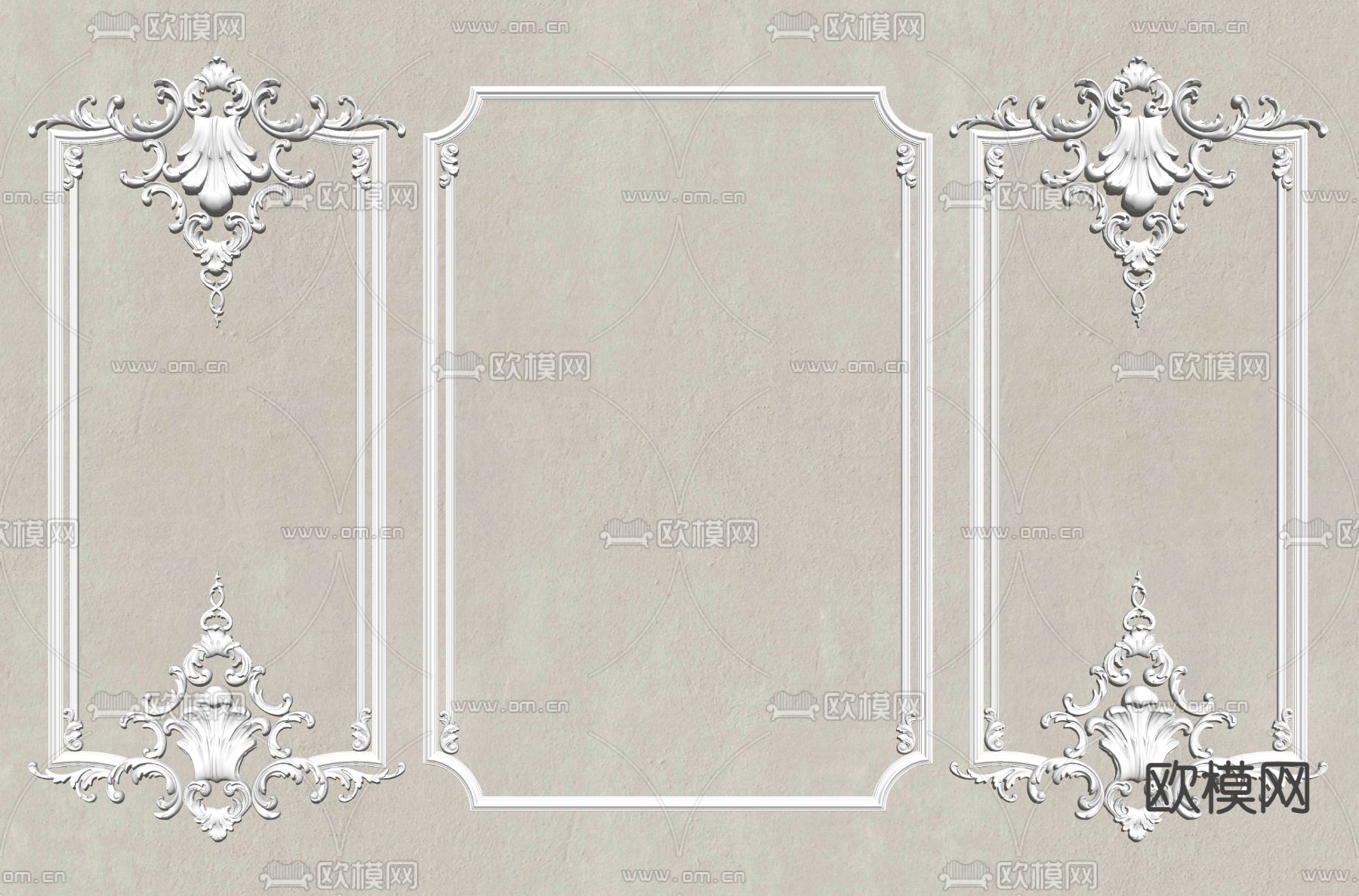 欧式雕花线条su模型下载（渲染图2）