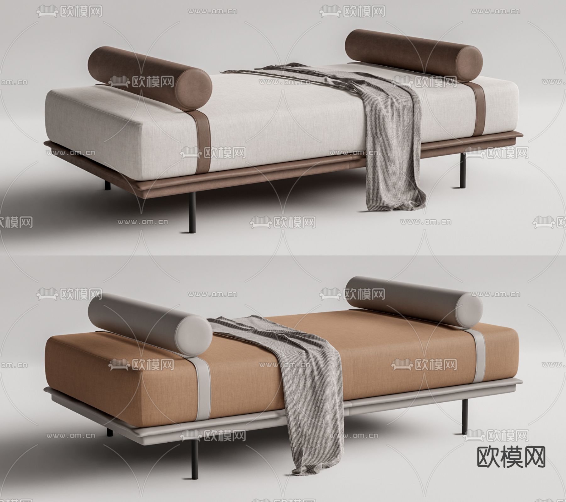 新中式床尾凳脚踏su模型下载（渲染图1）